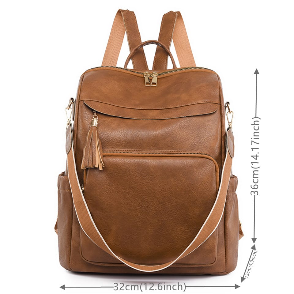 PU School Backpack For Women With Stylish Sewing Thread Design