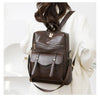PU School Backpack For Women With Stylish Sewing Thread Design