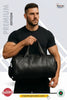 Man holding a black duffel bag with 'MyShopee' branding on a light gray background
duffle bag, travel bag, gym bag, black bag, leather duffle bag, shoulder bag, mens bag, legacy, mens accessories