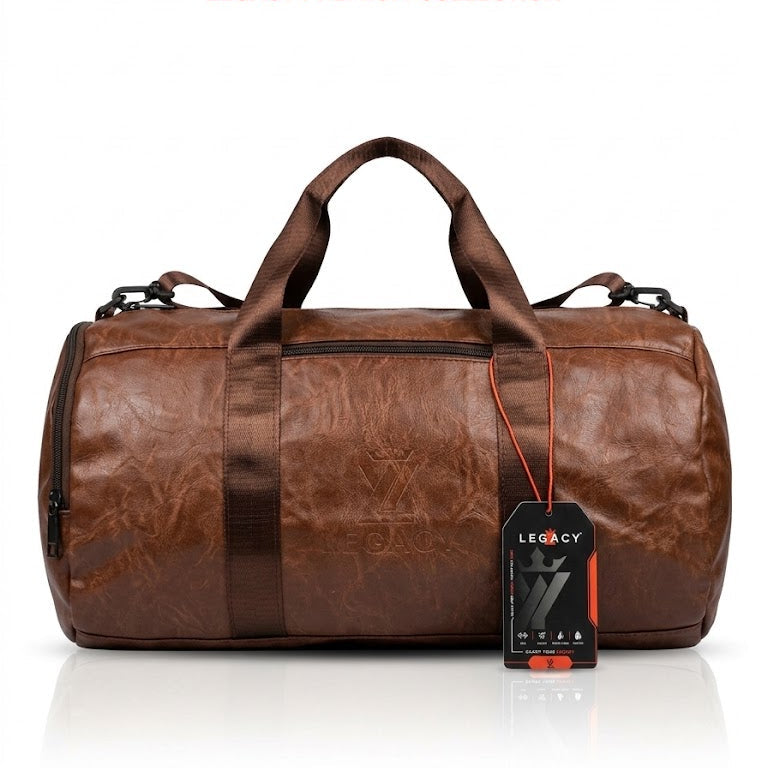 #LegacyBag #DuffelBag #LeatherDuffelBag #GymBag #TravelBag #MensFashion #TravelGear #LeatherBag #CarryOnBag #OvernightBag #StylishBag #LegacyBrand

Shop a stylish brown leather-look duffle bag for men. Featuring a spacious design, durable handles, zipper closure, and an adjustable shoulder strap, it's ideal for gym sessions, weekend trips, and everyday travel.

Brown Duffle Bag, Leather Travel Bag, Men's Travel Bag, Brown Gym Bag, Duffle Bag for Men, Weekend Travel Bag, Shoulder Strap Bag, Premium Travel 