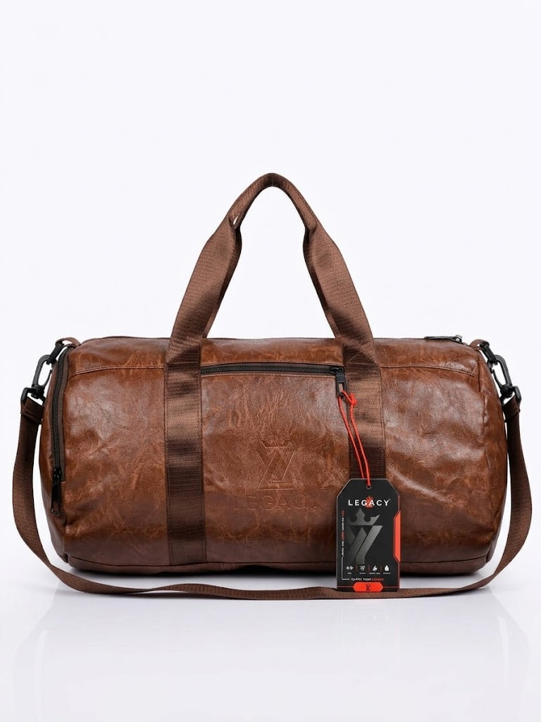 #LegacyBag #DuffelBag #LeatherDuffelBag #GymBag #TravelBag #MensFashion #TravelGear #LeatherBag #CarryOnBag #OvernightBag #StylishBag #LegacyBrand

Shop a stylish brown leather-look duffle bag for men. Featuring a spacious design, durable handles, zipper closure, and an adjustable shoulder strap, it's ideal for gym sessions, weekend trips, and everyday travel.

Brown Duffle Bag, Leather Travel Bag, Men's Travel Bag, Brown Gym Bag, Duffle Bag for Men, Weekend Travel Bag, Shoulder Strap Bag, Premium Travel 