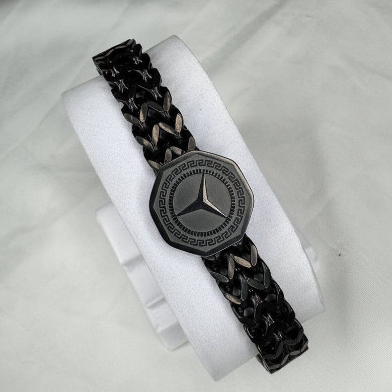 Mercedes Benz Punk Men Wide Cuban Link Chain Bracelet