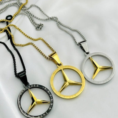 100% Stainless Steel Mercedes Benz Emblem Pendant Reversable