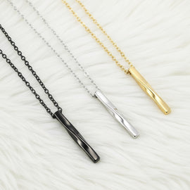 Fashion Simple Pendant Necklace Men Punk Trendy Spiral Straight Stainless Steel Chain