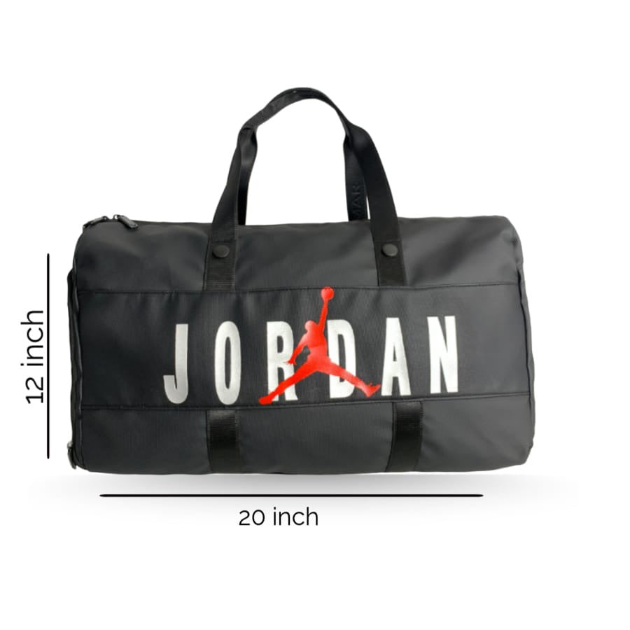 Black duffel bag with Jordan logo and dimensions on a white background

Foldable & Basic Duffel Bags: Soft fabric or lightweight storage bags