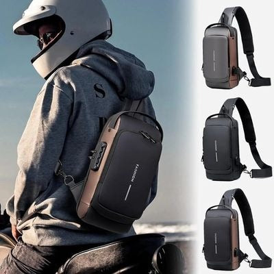 Person wearing a black crossbody bag with a helmet, surrounded by images of the bag in different angles.

Upgrade your everyday style with a modern men's crossbody sling bag. Designed for travel and daily use, featuring a sleek design, adjustable strap and practical storage compartments. Shop your ideal sling bag today.

