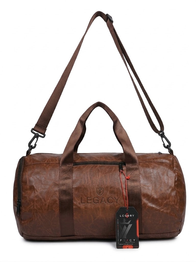 #LegacyBag #DuffelBag #LeatherDuffelBag #GymBag #TravelBag #MensFashion #TravelGear #LeatherBag #CarryOnBag #OvernightBag #StylishBag #LegacyBrand

Shop a stylish brown leather-look duffle bag for men. Featuring a spacious design, durable handles, zipper closure, and an adjustable shoulder strap, it's ideal for gym sessions, weekend trips, and everyday travel.

Brown Duffle Bag, Leather Travel Bag, Men's Travel Bag, Brown Gym Bag, Duffle Bag for Men, Weekend Travel Bag, Shoulder Strap Bag, Premium Travel 