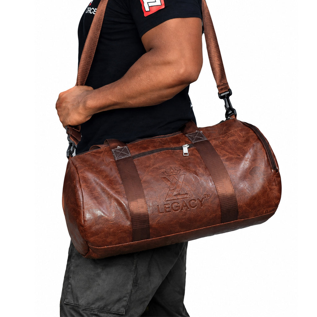 #LegacyBag #DuffelBag #LeatherDuffelBag #GymBag #TravelBag #MensFashion #TravelGear #LeatherBag #CarryOnBag #OvernightBag #StylishBag #LegacyBrand

Shop a stylish brown leather-look duffle bag for men. Featuring a spacious design, durable handles, zipper closure, and an adjustable shoulder strap, it's ideal for gym sessions, weekend trips, and everyday travel.

Brown Duffle Bag, Leather Travel Bag, Men's Travel Bag, Brown Gym Bag, Duffle Bag for Men, Weekend Travel Bag, Shoulder Strap Bag, Premium Travel 