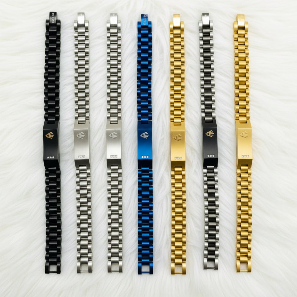 Stainless Steel Crown Jubilee Bracelet for Men's Fashion Accessories