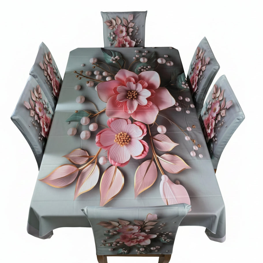 Decorative Dining Table Cloth 3D Print With Six Chair Cover (FREE ) (Copy) Premium  Quality