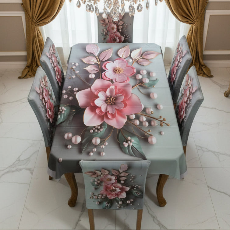 Decorative Dining Table Cloth 3D Print With Six Chair Cover (FREE ) (Copy) Premium  Quality