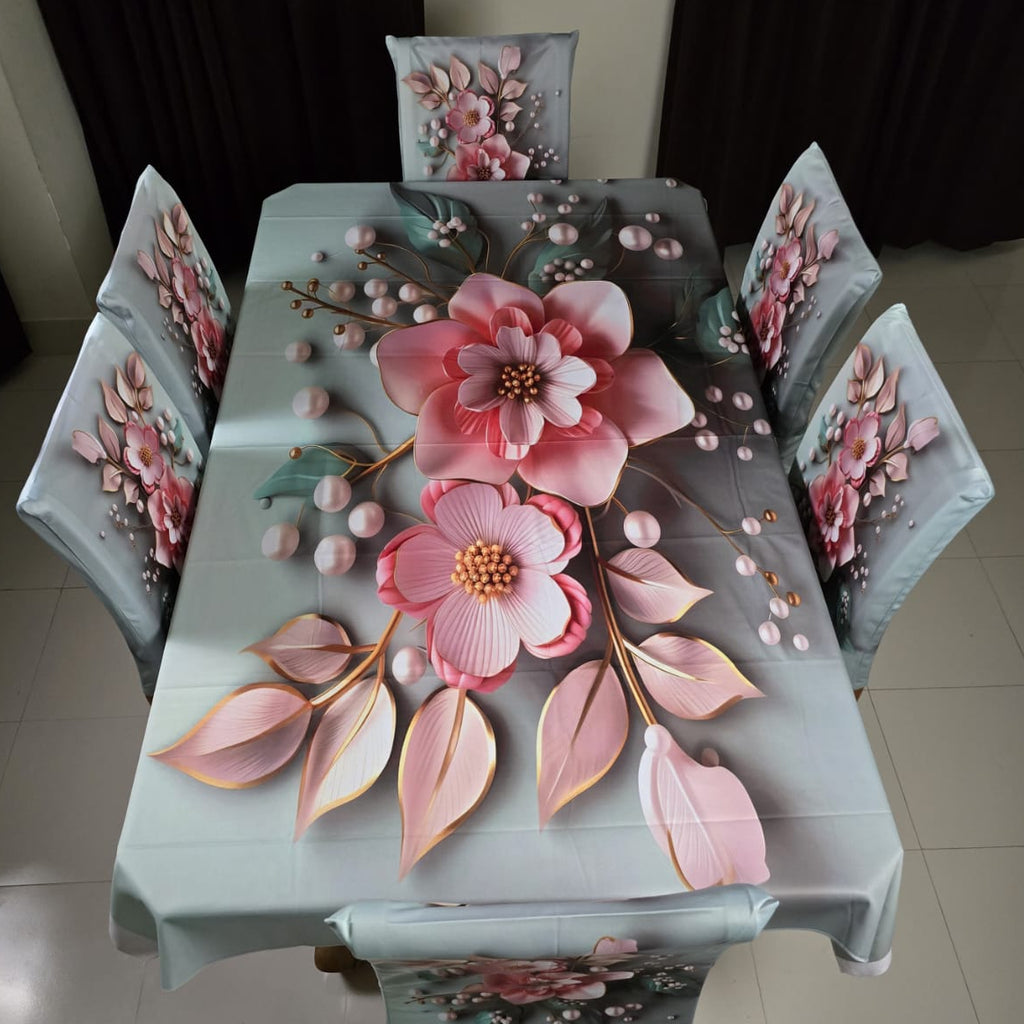 Decorative Dining Table Cloth 3D Print With Six Chair Cover (FREE ) (Copy) Premium  Quality