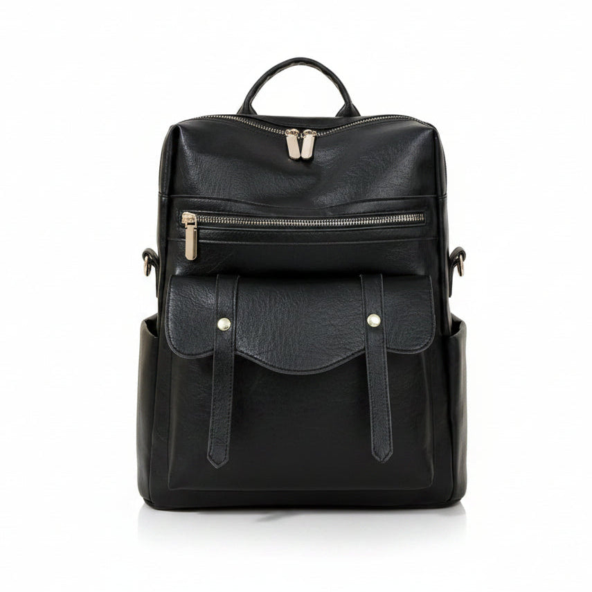 PU School Backpack For Women With Stylish Sewing Thread Design