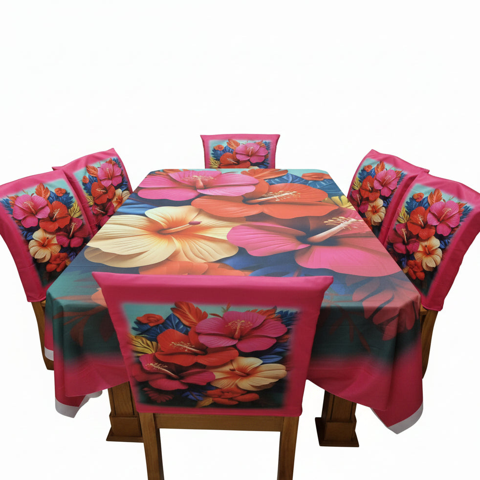 Dining Table Cloth  With Six Chair Cover (FREE ) Premium Quality 3D Design