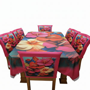 Dining Table Cloth  With Six Chair Cover (FREE ) Premium Quality 3D Design