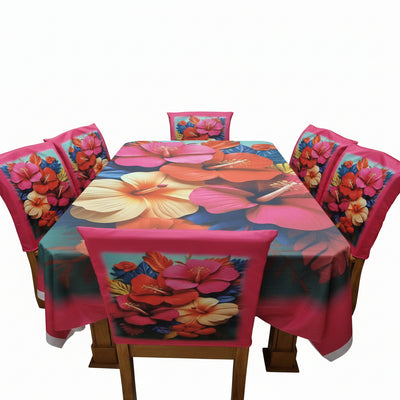 Dining Table Cloth  With Six Chair Cover (FREE ) Premium Quality 3D Design