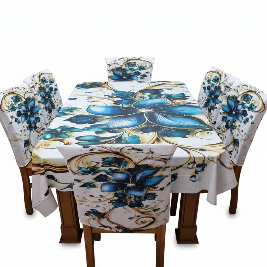 Affordable 3D Designs  Dining Covers Decorative Dining Table Cloth With Six Chair Cover (FREE ) Premium Quality (Copy)