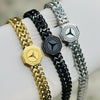 Mercedes Benz Punk Men Wide Cuban Link Chain Bracelet