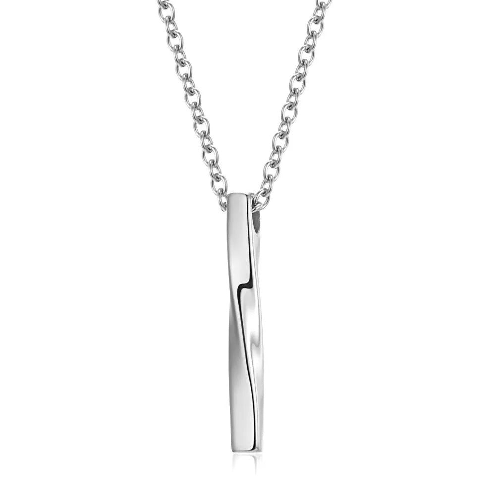 Fashion Simple Pendant Necklace Men Punk Trendy Spiral Straight Stainless Steel Chain