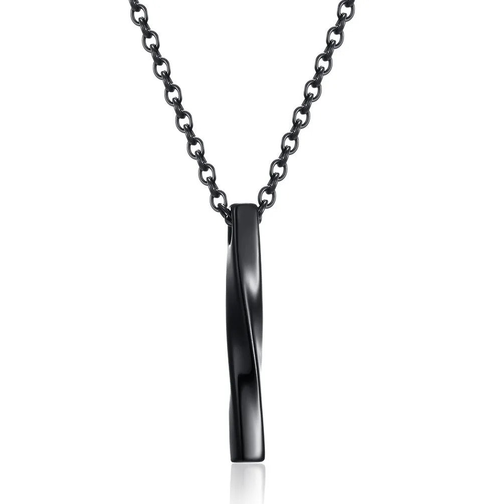 Fashion Simple Pendant Necklace Men Punk Trendy Spiral Straight Stainless Steel Chain