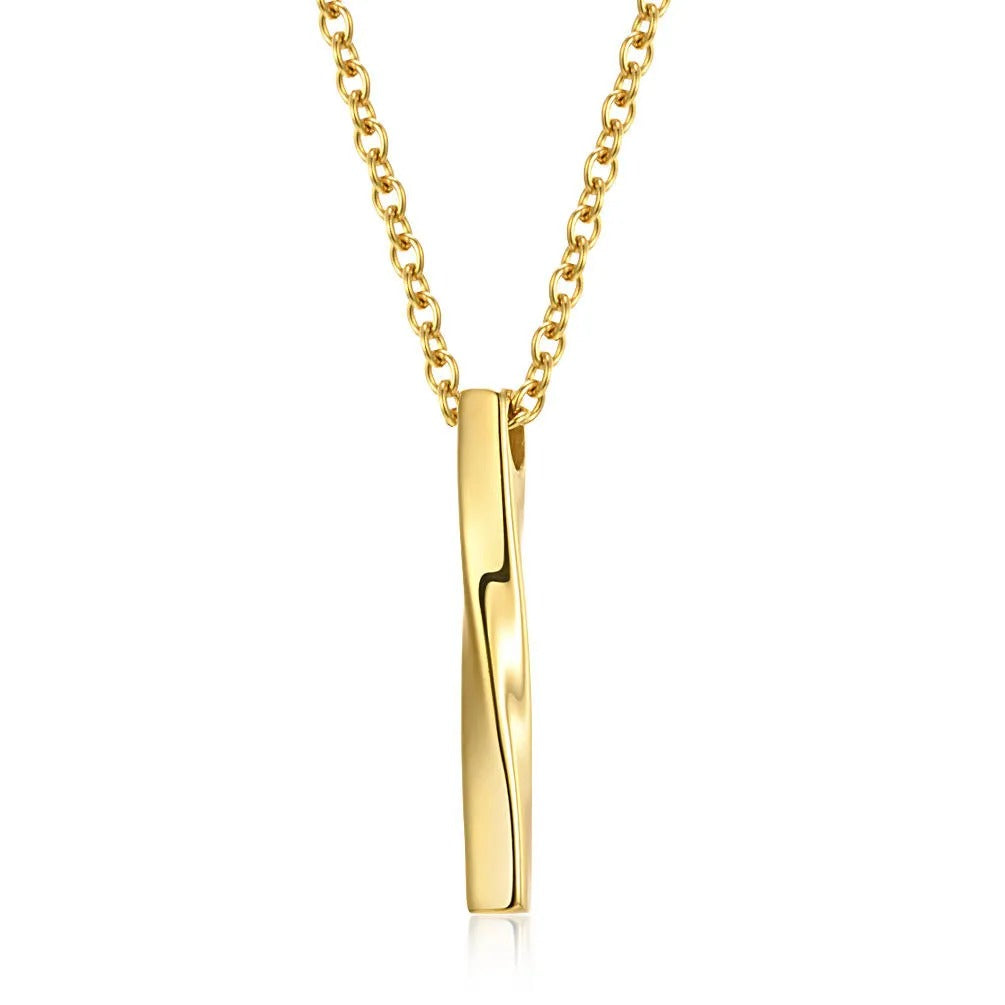 Fashion Simple Pendant Necklace Men Punk Trendy Spiral Straight Stainless Steel Chain