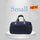 Navy blue duffel bag with gray handles on a white platform, labeled 'Small' and 'NEW!'.