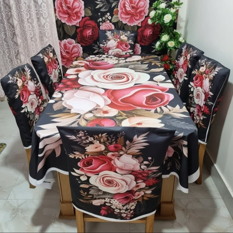 3D  Dining Table Cloth  With Six Chair Cover (FREE ) Premium Quality