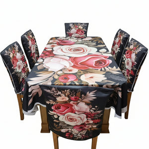 3D  Dining Table Cloth  With Six Chair Cover (FREE ) Premium Quality