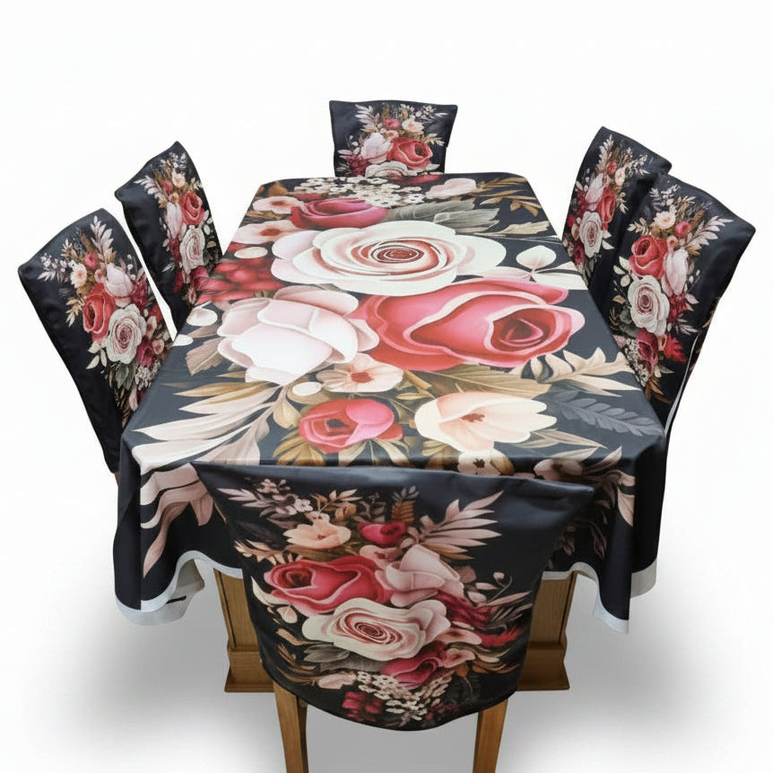 3D Print Decorative Dining Table Cloth With Six Chair Cover (FREE ) Premium Quality