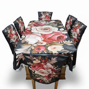3D Print Decorative Dining Table Cloth With Six Chair Cover (FREE ) Premium Quality