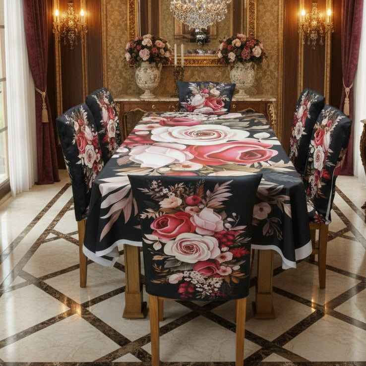 3D  Dining Table Cloth  With Six Chair Cover (FREE ) Premium Quality