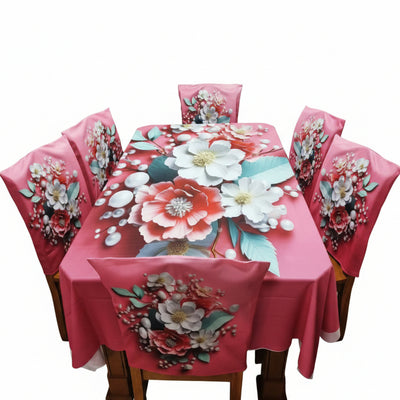 Decorative Dining Table Cloth 3D Print With Six Chair Cover (FREE ) Premium Quality