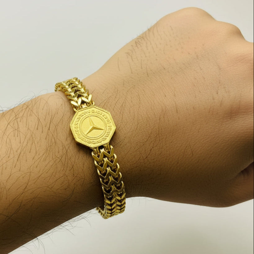 Mercedes Benz Punk Men Wide Cuban Link Chain Bracelet