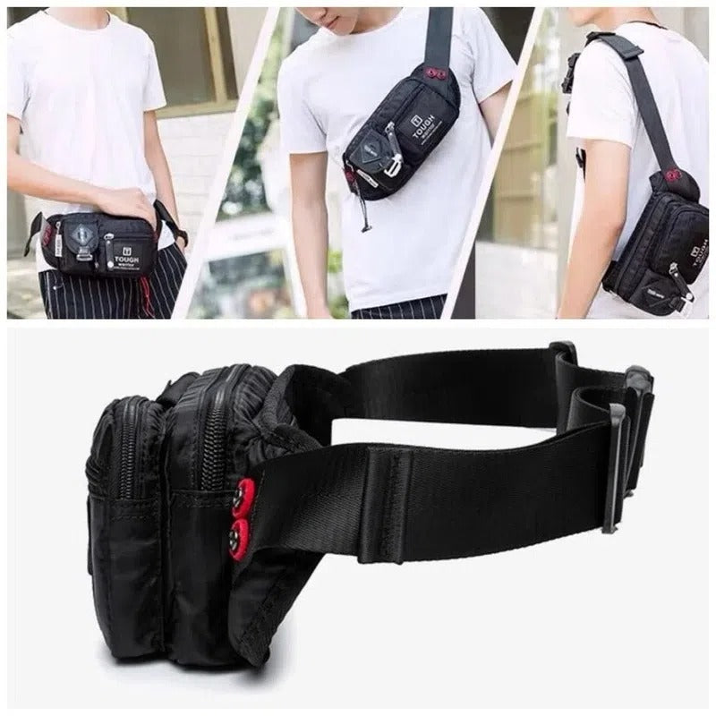 Tough Warrior Men Waist Bag Chest Bag Pouch Bag Soft & Smooth Nylon