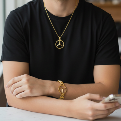 Mercedes Benz Bracelet And Necklace Combo Set With Premium Quality