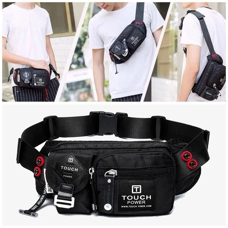 Black waist bag with 'Touch Power' branding on a white background

Buy Touch Power durable black crossbody sling bag with multiple zipper compartments. Ideal for daily travel, biking, and outdoor use. Waterproof & lightweight design

touch-power-black-multi-functional-waist-bag
